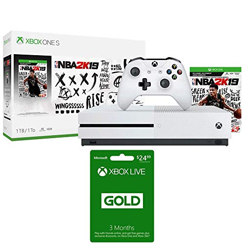 Мајкрософт Xbox One S 1TB со Нба 2k19 Пакет Со Xbox Live 3 Месечно Членство Во Злато