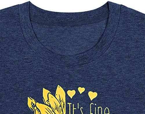 Женски резервоар врвови сончоглед летен маица смешни изреки за кратки ракави, случајни симпатични графички маички букви новини врвови
