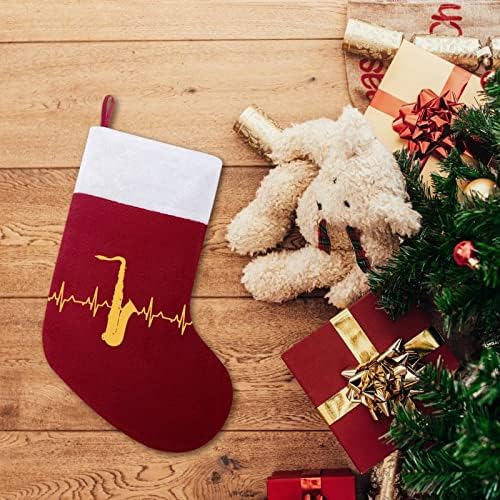 Саксофонско срцев ритам Божиќ што виси порибување симпатична санта чорап за украси за Божиќни украси украси подароци