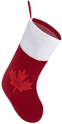 Гроздобер Канада од лисја на јавор Божиќ, виси чорапи за порибување за Божиќно дрво за одмор дома