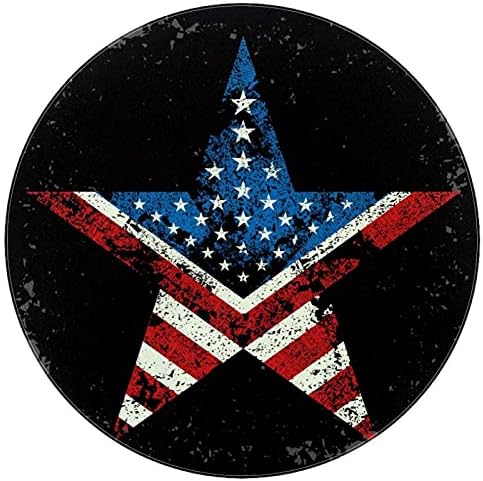 Llnsupply Round Kids Play Rug Rug Retro Star United States of America Flag Расадник за килим Подлога мека преклопна дете игра Мат екстра