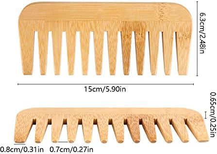 Широк заб бамбус чешел природен бамбус detangler за влажна или сува коса спречува алатка за ланжење и статички стилизирање и зачувување