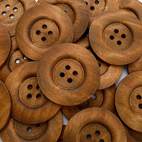 Prasacco 20 парчиња копчиња од дрво, 2.36inch/6cm тркалезно копче за шиење Природни дрвени копчиња големи копчиња за занаети за шиење