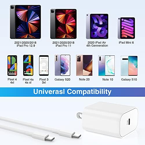 20w USB C Брз Полнач за iPad Pro 12.9, 11 инчи 2018, iPad Air 5-ти/4-ти 10.9 инчи 2022/2020, iPad Mini 6 Генерација 2021, Тип