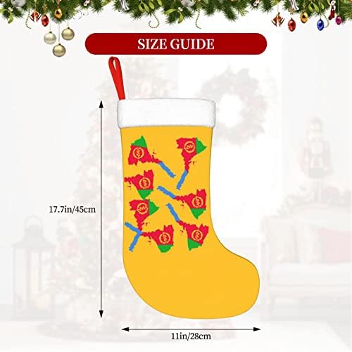 Мапа на еритрејско знаме мапа Божиќно порибување на Божиќни украси за одмор камин виси чорап 18 инчи чорапи