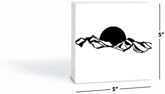 Илустрација на бела планина, знак за украси од домашен декор од оџари, 5 x5, прикажани полица или wallидови, уметник дизајниран домашен