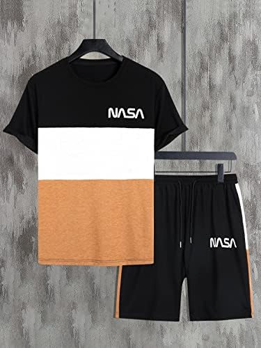 Fioxa Облека со две парчиња за мажи мажи, графички графички бои и шорцеви за половината за влечење