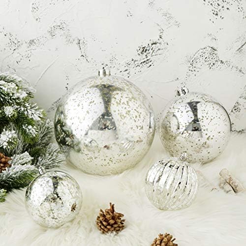 Сонце 4 парчиња 4 ”Големи сјајни божиќни украси за божиќни топка, украси за украси за елка за елка за одмор, екстра големи