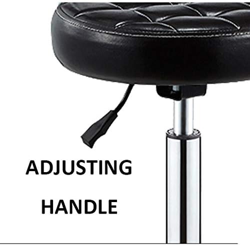 Нацртување столче со тркала ， вртливата столица со црно синтетичко кожено седиште ， прилагодлива висина 45-58 см ， Поддржана тежина