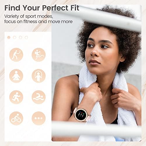 Паметни часовници за жени со дијаманти, 1,32 '' Bluetooth паметен часовник за Android телефони, фитнес тракер со отчукувања на