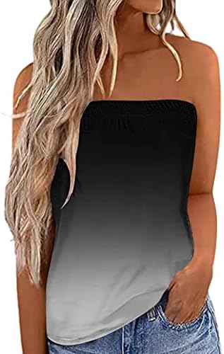 Twgone Tupe Tops за жени шарени ленти без ремен на врвот летен летен одмор лабава лабава резервоарска маичка блуза блуза