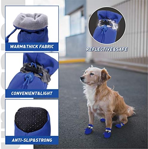Чевли за кучиња за мали средни кучиња и заштитници со шепа од кученца чевли за кучиња за топло тротоарот чизми против лизгање сино-5