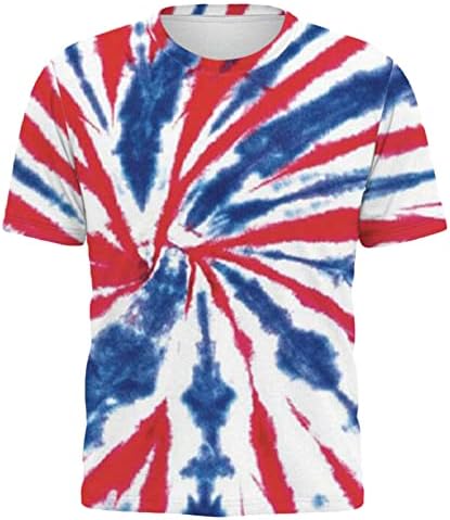 LCEPCY MENS 4 -ти јули кошула 3Д печатена екипа на вратот Краток ракав Патриотски маички Ден на независност Атлетска маичка