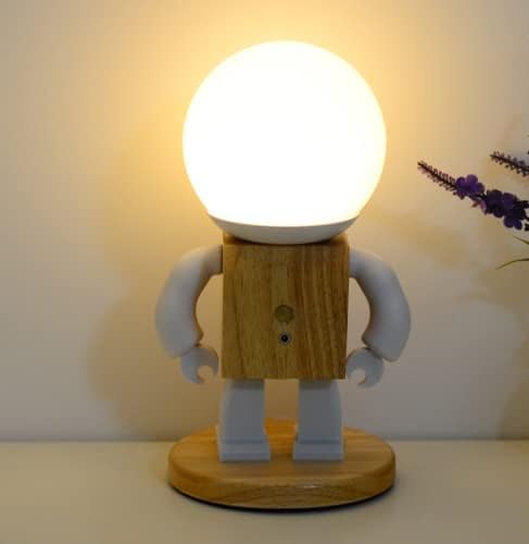 Робот ноќно светло, нордиска креативна маса за ламба за спална соба декоративна ламба едноставна и топла ламба покрај креветот