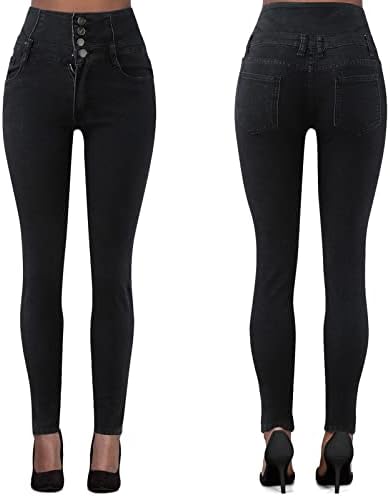 Lariau фармерки за жени со високи половини тенок фит секси секси истегнување на темпераментот Четири копче потресени панталони панталони панталони