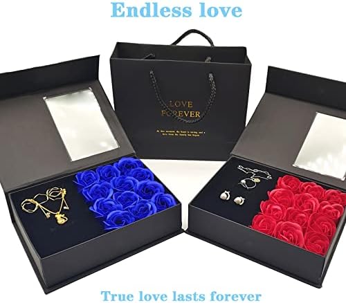 Airzsnry Roses накит кутија за подароци со капаци, романтични в Valentубени зачувани рози подароци за пакување кутија за декоративни кутии со