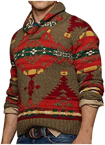 Dudubaby Машка цврста боја, обичен џемпер за влечење на вратот, џемпер со долг ракав