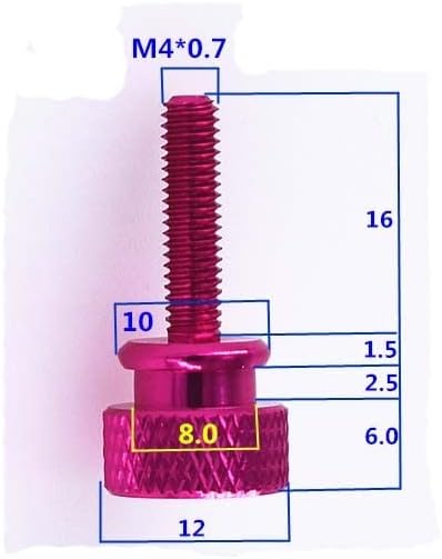 3PCS M4 алуминиумска легура прилагодете завртки со високи глави чекори ананас жито рачно завртка за компјутерски додатоци за играчки, завртка вино црвена боја