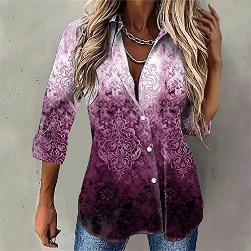 Лејди со долг ракав облека модна графичка лабава вклопена опуштена фиксна блуза маица есен летен кошула за женски 86 86