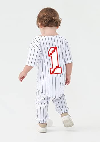 Детско момче девојче роденден Бејзбол кошула краток сет Деца 1-ри 3-ти 3-ти 4 годишен роденденски 2-парчиња облека сет