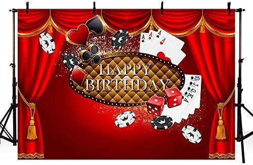 Mehofoto 8x6ft казино тематска црвена завеса возрасна среќна роденденска забава фото студио позадини банер покер картичка коцки