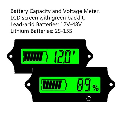 12v 24v 36v 48V батерија напон метар rv Со Lcd Дисплеј Зелено Осветлување, Батерија Монитор Капацитет Мерач На Ниво На Мерач На Напон