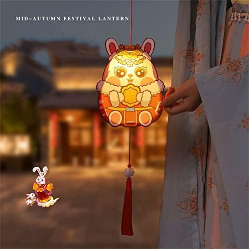 BYBYCD Средно-есенски фестивал Традиционална средна есенска кинеска фенер рачна забава за декор за забави DIY цртан филм зајак светлечки