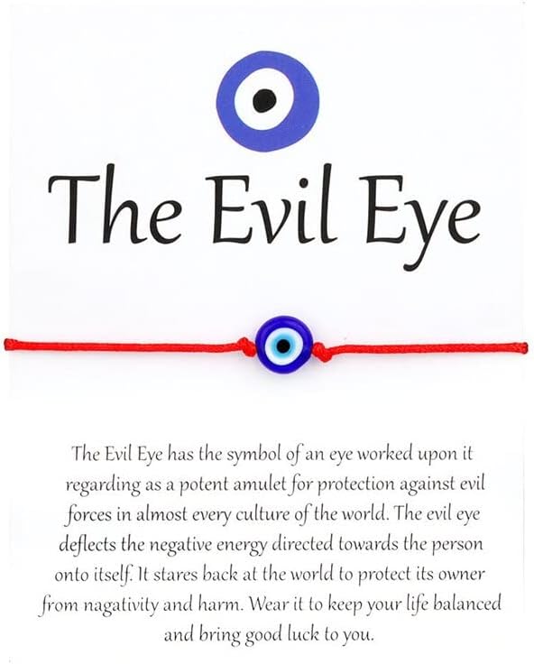 Колесо шарм турска злобна нараквица за очи за жени, двојка рачно изработена плетенка на конец ѓавол сино око за пријателство со картички