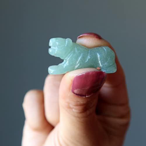 Сатенски кристали зелена авентуринска тигар 1 „минијатурно изобилство на животни