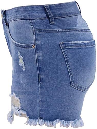 Миашуи велосипед шорцеви со џебови жени плус големина тексас панталони фармерки долни обични шорцеви дупка џеб модни жени Jeanан