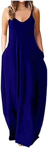 Женски обични макси фустани летни шпагети ленти апстрактни печатени печатени садови v-врат лабава плус големина долга макси резервоар фустан