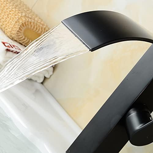 Басен тапа црн месинг водопад за бања мијалник за мијалник единечна рачка голема квадратна лавална палуба топла ладна миксер чешма