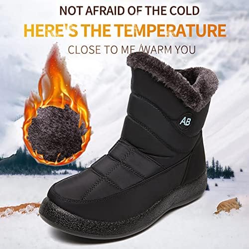 Зимски чизми на Aodong за жени топло крзно обложени чизми на глуждот се лизгаат на водоотпорни чизми на отворено удобни чевли снежни
