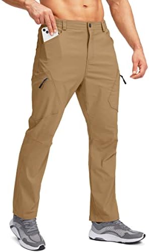 Пудола машки пешачки панталони водоотпорни панталони за патувања со 7 џебови се протегаат за риболов за голф