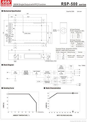 MW значи добро RSP-500-15 15V 33.4A напојување со низок профил