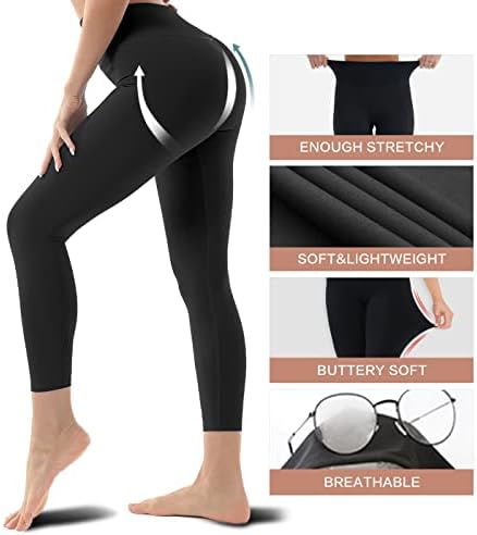 Blisset 3 пакуваат хеланки со високи половини за жени-меки атлетски панталони за контрола на стомакот за водење на вежбање со