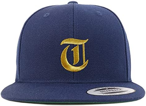 Трендовски продавница за облека Олд англиски злато Т везена Snapback Flatbill Baseball Cap