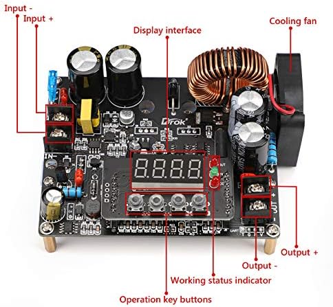 DC Buck Converter, Drok DC до DC Step Down Down Module Module 10V-65V до 0-60V 0-12A прилагодлив табла за трансформатор на регулаторот за прилагодување на напон со LED дисплеј за Волт редуктор