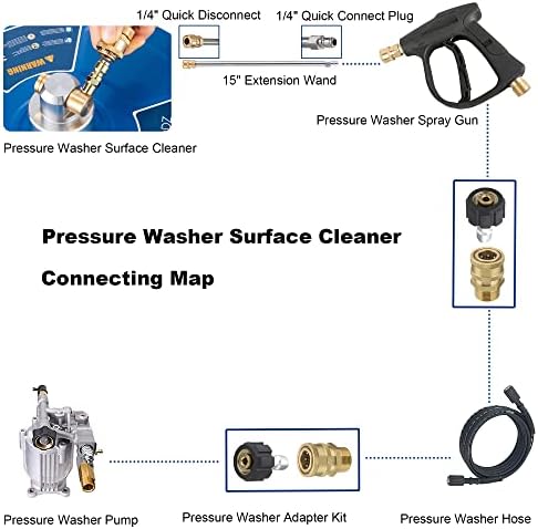Чистач на површината на машината за миење садови Angedz 14 со 4 тркала, прицврстување на мијалник за напојување за чистење на