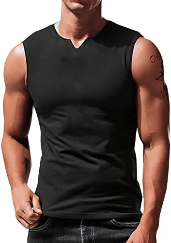 XXBR машки обични резервоари, летни предни V вратот без ракави кошули Атлетски мускули тренинг редовно вклопни салата резервоари за теретани