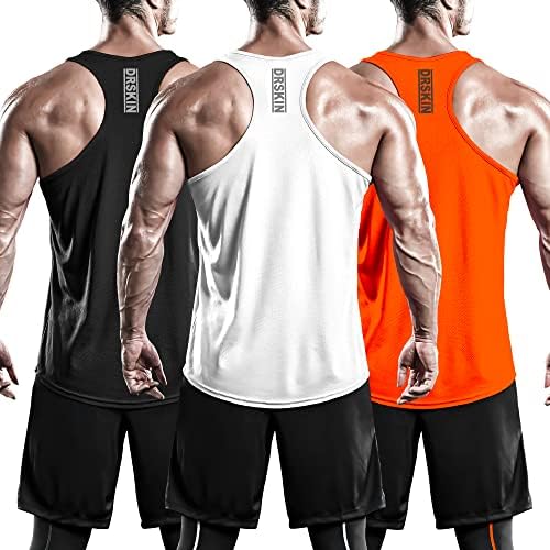 Дрски за мажи со 4 или 3 пакувања на резервоарот без ракави кошули суво вклопување во грбна мрежа за мрежни салата за обука на атлетски