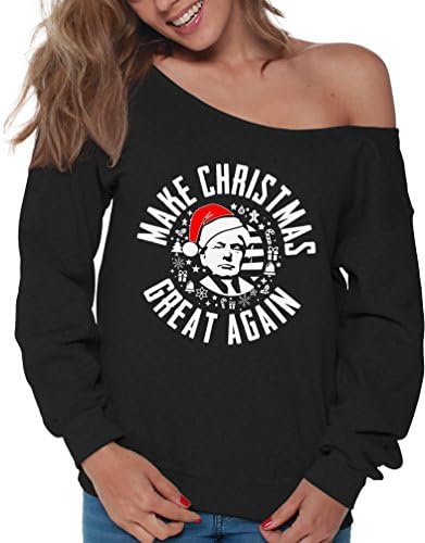 Визор го направи Божиќ повторно одлично од рамената џемпер Доналд Трамп Божиќен слаби џемпер за жени Божиќни подароци