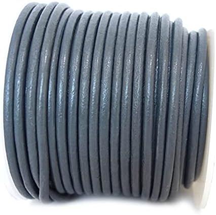 Cords Craft® | 2мм тркалезен кожен кабел за накит за правење нараквици за монистра и занаетчиски занаети