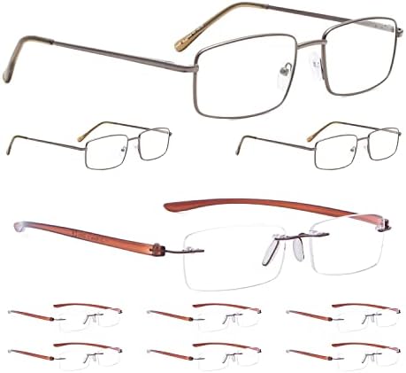 ЛУР 3 Пакувања Метални Очила За Читање + 7 Пакувања Очила За Читање Без Рамки