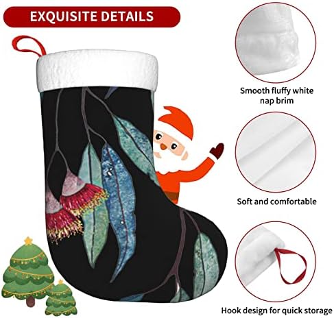 Божиќни чорапи на Аугенстер Коала Loveубов еукалиптус остава цвеќиња двострани камин што виси чорапи