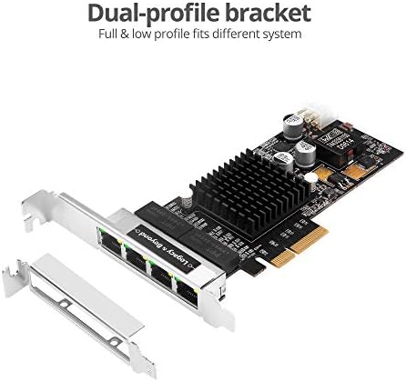 СИГ 4-Порт Гигабит Етернет Со По PCIe Картичка-Интел 350, PCIe 2.0 x4 До Quad RJ-45,1000/100/10Mbps,PoE, 802.3 Af Моќ Над Етернет,