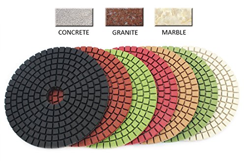 4-инчен бетонски подлога за полирање на дијаманти 7 парчиња поставени со гумен поддржувач со z-lion за бетонски гранит мермерно каменско полирање