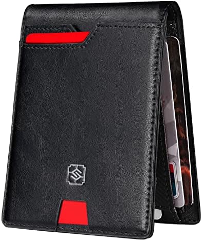 Shoucangar Pallet за мажи Тенок предниот џеб паричник кожа РФИД блокирајќи минималистички држач за кредитни картички со 12 слотови