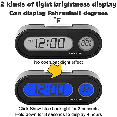 Термометар за дигитален часовник со автомобил Kimiss, 2 во 1 Внатрешен часовник за внатрешни часовници Термометар Волтметар LED дигитален