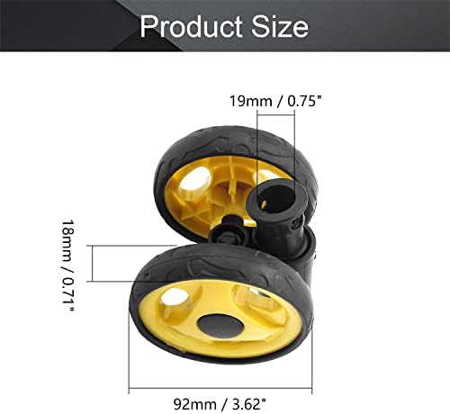 Bettomshin Колички Тркало Во Собата 1pcs Пластика 9.2 см Мулти-Насочен Тркало 92x18mm Црна&засилувач;Жолта
